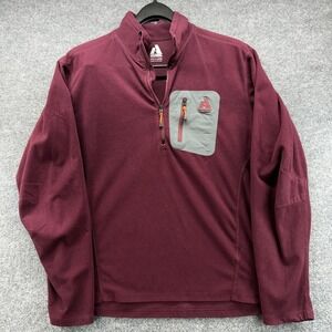 Eddie Bauer First‎ Ascent Mens L Pullover Fleece Jacket Burgundy Quarter Zip
